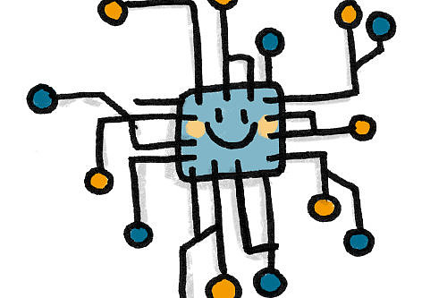 Illustration eines Prozessors, der ein Netzwerk symbolisieren soll.