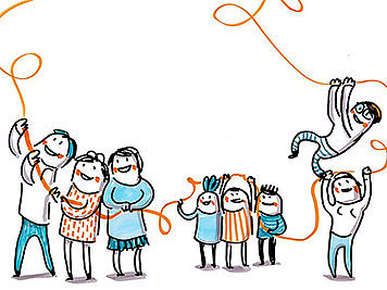 Bild: DKJS/Sandra Bach Illustration von Kindern und Erwachsenen