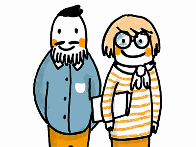 Bild: DKJS/Sandra Bach Ilustration einer Frau und eines Mannes im mittleren Alter