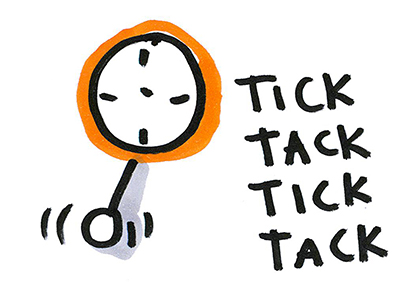 Bild: DKJS/Sandra Bach Illustration einer tickenden Wanduhr