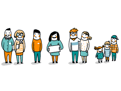 Bild: DKJS/Sandra Bach Illustration verschiedener Personen, die nebeneinander stehen