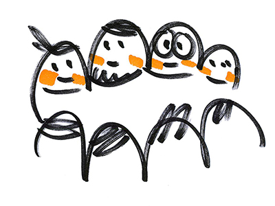 Bild: Sandra Bach/DKJS Illustration einer Gruppe von Menschen am Runden Tisch